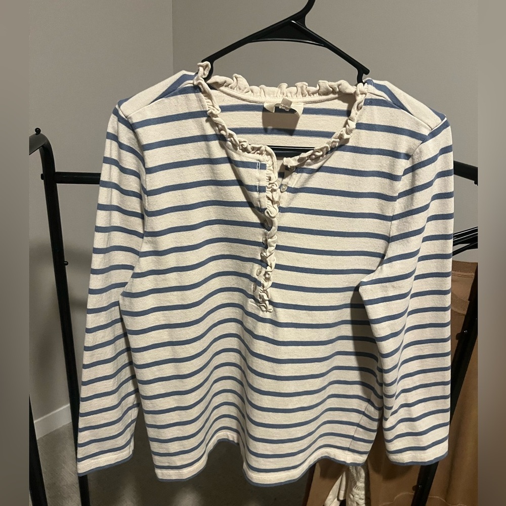 Sezane Gael Mariniere Light Blue Stripes Size Large